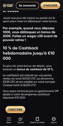 golden panda autres offres de bonus