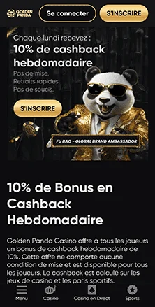 golden panda bonus et promotions