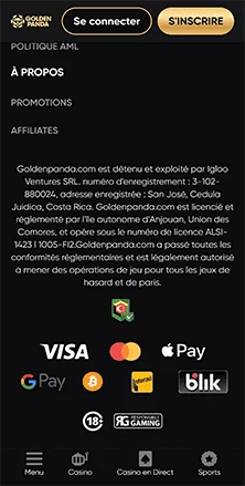 golden panda methodes de paiement