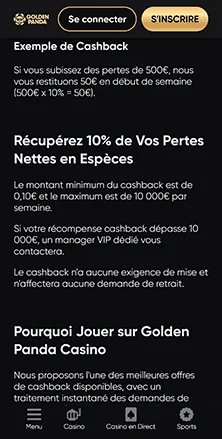 golden panda bonus de bienvenue